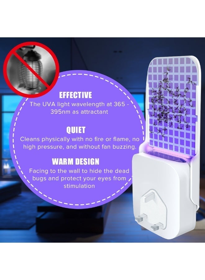 ناكسي فلاي قاطع البعوض، حشرة طائرة مع مصباح ليلي UV قابل لتعديل السطوع لفخ البعوض وصائد الذباب، فخاخ ذباب الفاكهة للعث والبعوض، مناسب لكل جزء من المنزل (عبوتان، أبيض) - Image 5